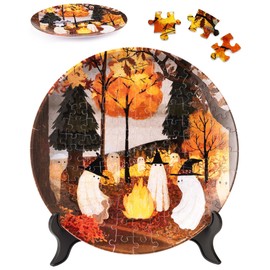 PieceRelax 3D Puzzle Plate for Adults - Katherine Blower - Autumn Bonfire [PL1022], 124 Pieces
