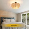 Fenluster Boho Semi Flush Mount Ceiling Light Rattan Ceiling Light