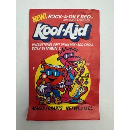 Kool-Aid Vtg 1990's Kool Aid NEW! Rock A Dile Red Flavored Soft Drink Mix Unopened Packet