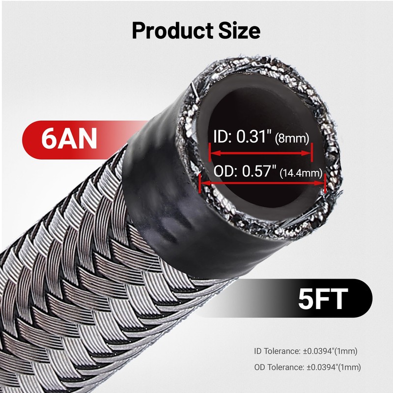 EVIL ENERGY 6AN Fuel Line Nylon CPE, 5FT AN6 Braided