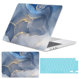 GABraden Compatible with MacBook Air 13.6 inch Case 2022 2024 Release A2681 M2 & A3113 M3 Chip with Liquid Retina Display & Touch ID and Keyboard Protectors,Laptop Hard Shell（Blue Marble）