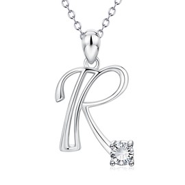 YFN Initial Necklace Sterling Silver Letter R Alphabet Pendant Necklace Jewelry for Women Teen Girls