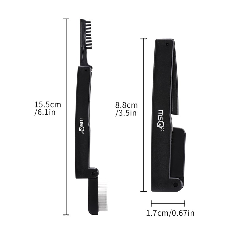 MSQ Folding Eyelash Comb Stainless Steel Teeth Eyebrow Comb Eye