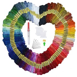 Cldamecy Friendship Bracelet String 110 Skeins,Embroidery Floss Threads for Cross Stitch,and DIY Art Craft,with 10 PCS Floss Bobbins and 1 PCS Embroidery Needle Set