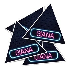 Vinyl Triangle Stickers (Set of 4) 10cm - Neon Sign Design Giana Name for Laptops, Tablets, Luggage, Scrap Booking, Fridges #352992