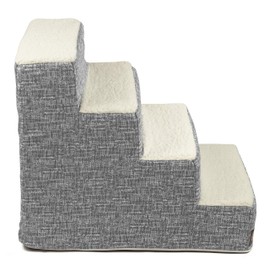 Majestic Pet Portable Pet Stairs | Soft Sherpa Steps Foam Feeling | Steps for Dogs & Cats | Dog & Cat Ramp | Indoor Only | Max Weight: up to 250 Lbs, 4 Step, Palette Heathered Light Black