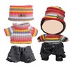 Clothes Set Compatible with 17cm Doll, Rainbow Hat and Overalls