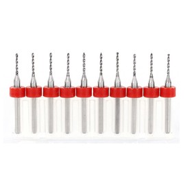 TA-VIGOR 10Pcs Micro Drill Bit 1mm, Red PCB Drill Bits with 1/8 Inch Shank Tungsten Carbide Drilling Rotary Tool for Print Circuit Board Stone CNC Engraving