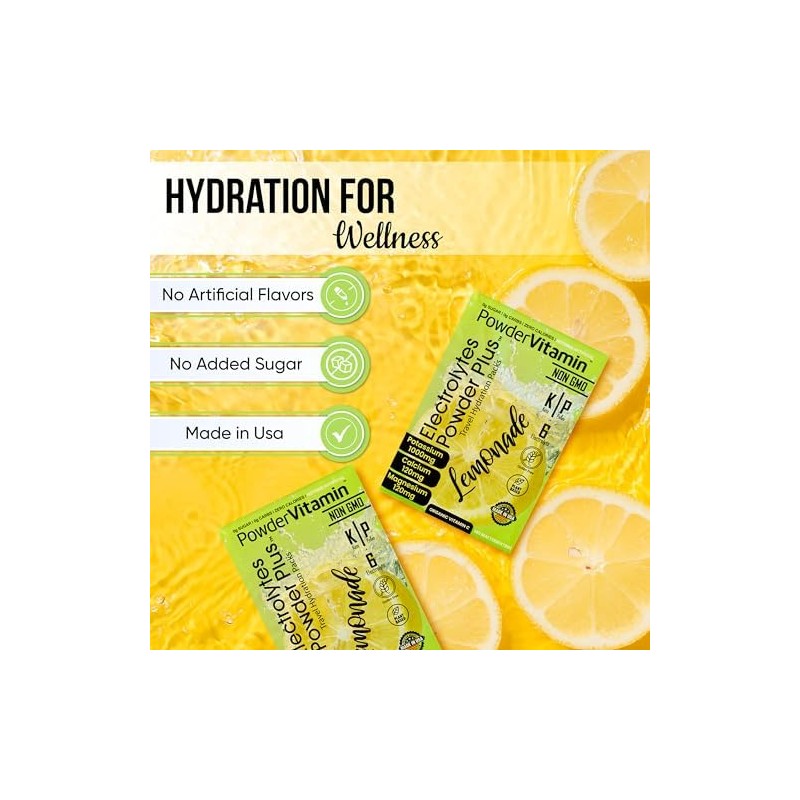 PowderVitamin Electrolytes Powder Plus, cetogénico, limonada, cero azúcar, 1000 mg