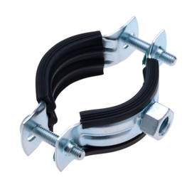 47-52 mm Pipe Clamp with Black Rubber Lining, Two-Part Pipe Clip with M8 Female Threaded Wall Mount, Pipe Support, Split Ring Hanger, Adjustable Pipe Bracket (Pack of 2)