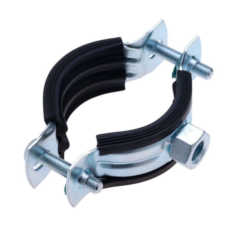 47-52 mm Pipe Clamp with Black Rubber Lining, Two-Part Pipe