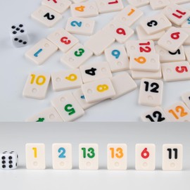 Doublefan Mini Rummy Set,Travel Size Rummy Game with Durable Canvas Bag, Classical Rummy Game for Adult and Kids,160Tiles, 6 Playing Rack, 1 Dice (2-6 Players)