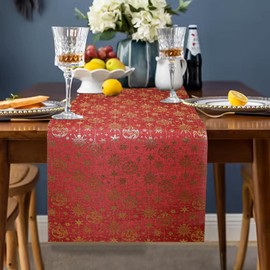 M&W Das Design Christmas Table Runner Roll - 33cm x 2.75m Cut to Size 4 Designs with Festive Motifs - Perfect as Table Runner or Disposable Table Mat for Christmas Red Table Decoration