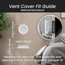 Repa Market 100mm Pack of 5 White Vent Cover with Mesh Screen - Plastic Soffit Ventilation Grill - Louvered Vent for Indoor, Outdoor Wall Ducting - HVAC Louvre Grille for Kitchen, Bathroom