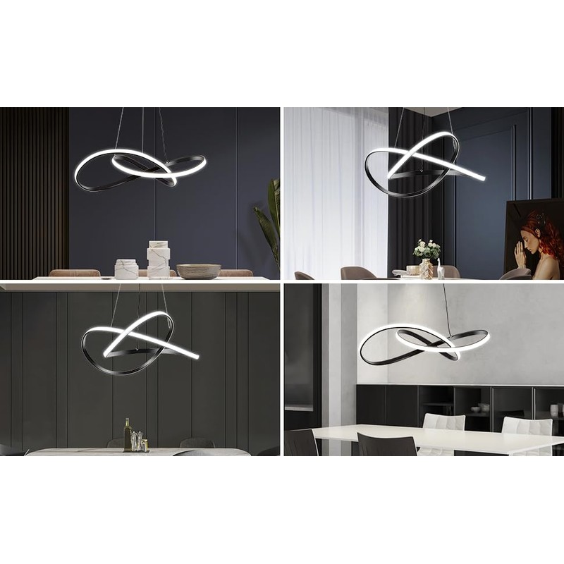 Viruhaka Modern LED Pendant Light Fixture,Black Contemporary Ceiling Hanging Fixture
