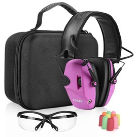 ZOHAN EM054 Electronic Ear Protection for Shooting Range with Sound Amplification Noise Reduction, Ear Muffs for Gun Range (Purple,Case)