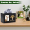 Black Wooden Pet Urn with Dog Statue and Cloth Ash