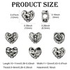 Ipotkitt 6pcs 6 Styles Heart Themed Stainless Steel Beads Large