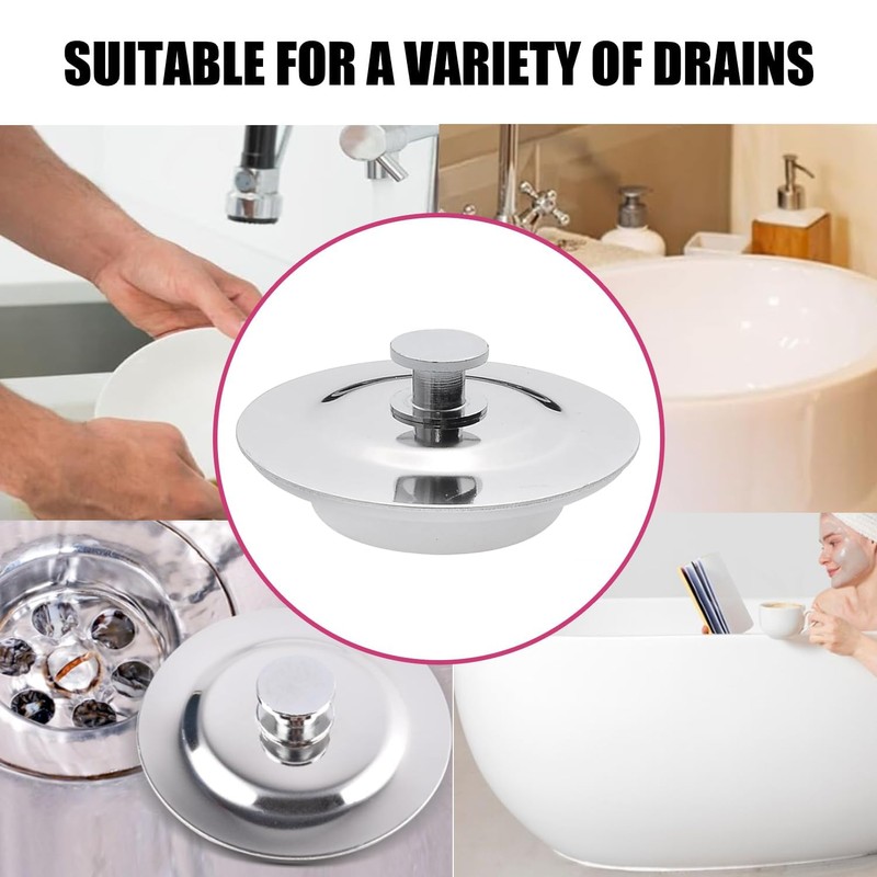 Universal Bath Plug for 40-45mm Holes - Stainless Steel Drain