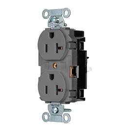 Wiring Device-Kellems EdgeConnect 1-Gang 2-Pole 3-Wire 20A 125V Commercial-Grade Screwless-Terminal Duplex Receptacle Electrical Outlet for Straight Blade Devices Gray BR20STGY, Easy Access, 10-Pack