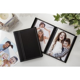 Neil Enterprises Inc. 4x6 Black Photo Album with White Stitching - Holds 24 Photos