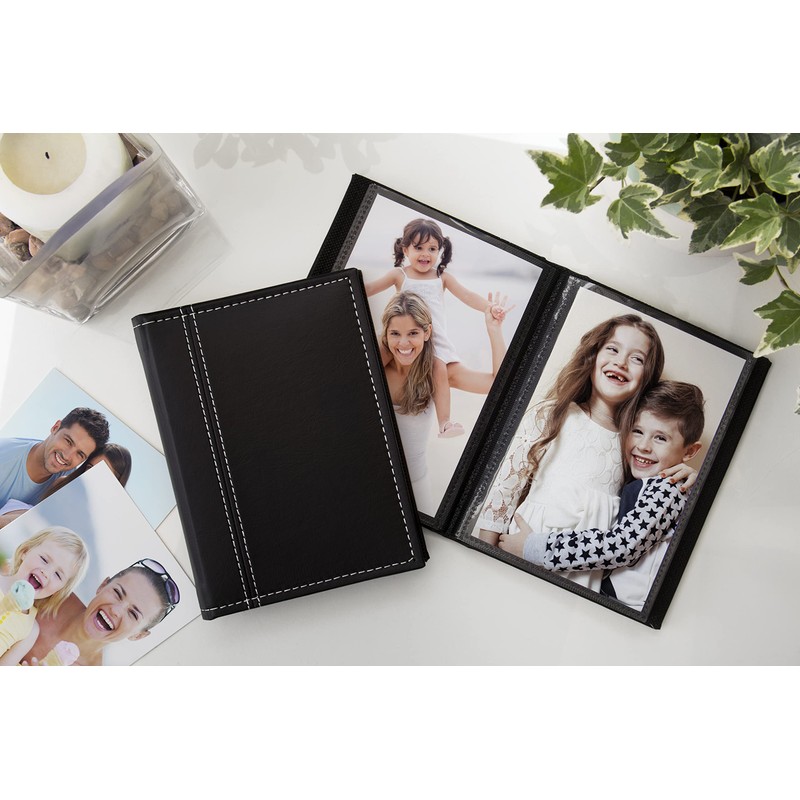 Neil Enterprises Inc. 4x6 Black Photo Album with White Stitching