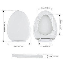 Miibox Removable Elongated Bowl White Toilet Seat, with Nonslip Grip-Tight Never Loosen Bumpers, No Slamming Slow and Quiet-Close Seat Cover, Quick Release Hinges for Easy Cleaning,2-Pack