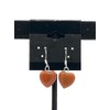 Natural Orange Aventurine Gemstone Heart Beaded Sterling Silver Dangle Earrings