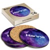 4 x Boxed Round Coasters - Name Hanna Space Universe