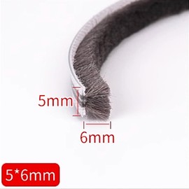 Soezy 16 Ft (5m) 196 Inch Sliding sash Windows Doors Tape Pile Draught excluder Brush Seal Strip weatherstrip 5mm x 6mm (3/16 1/4 Inch, Gray)