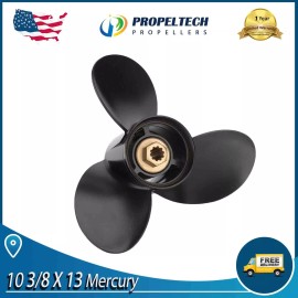 PROPELTECH Propeller 10 3/8x13 | 10 Tooth Aluminum Boat for Mercury 9.9/15/18/20/2