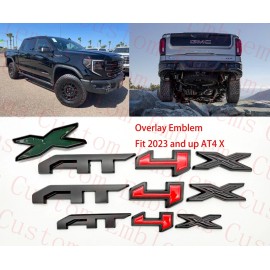 Auto 3PCS Doors Rear Matte Black AT4X OVERLAY Emblem 2023+ GMC Sierra 1500