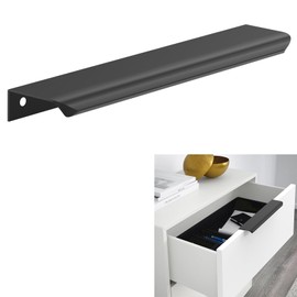 FILTA 10 Pack Matte Black 7.5 Inch(192mm) Hole Center Kitchen Cabinet Handles,9.8 Inch(250mm) Overall Length Edge Finger Tab Pull for cabinets Kitchen Concealed Drawer pulls