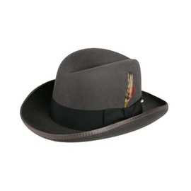 Godfather Homburg Fedora Hat in Steel Grey with Black Band (Medium = 22.25")