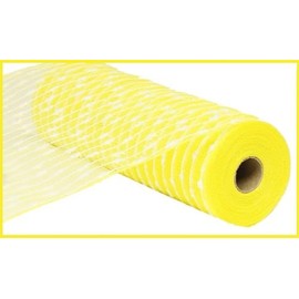 Craig Bachman 10" Yellow Snowdrift Deco Mesh 10 Yards (Yellow, White) - Floral Arrangement, Fabric Craft Edge Ribbon