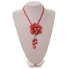 Avalaya Large Shell Flower Pendant with Faux Leather Cord in