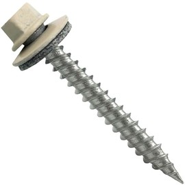 Stainless Steel Metal Roofing Screws (250) 9 x 1-1/2" Ivory hex Head Sheet Metal Roofing Screw. Self-Piercing (SP) tip Metal to Wood siding Screws EPDM Washer