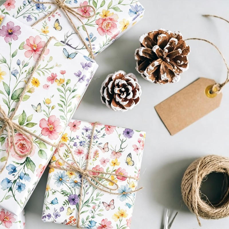 100 Sheets 20x14 Inch Floral Tissue Paper for Bouquets and