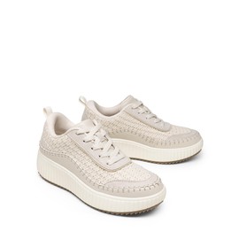 DREAM PAIRS Women Chunky Arch Comfortable Casual Platform Fashion Sneakers.,Size 9,Sandstone-Knit,SDFN2379W