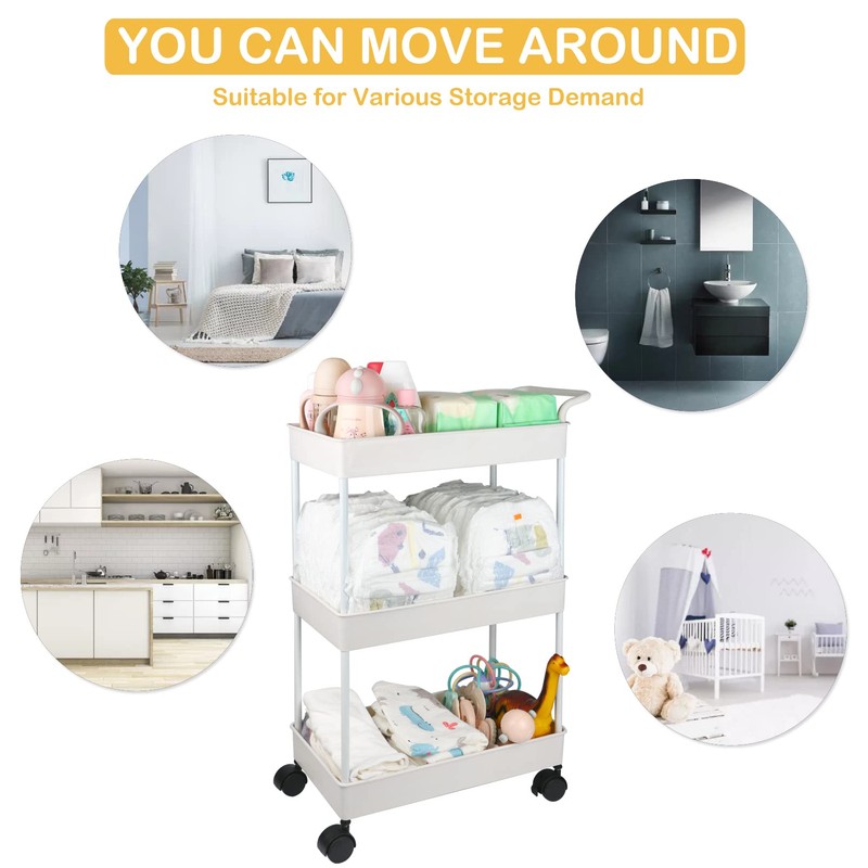 Volnamal Baby Diaper Caddy, Plastic Movable Cart for Newborn Nursery