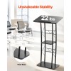 47-Inch Metal Curved Standing Podium Wide Reading Surface Open Storage