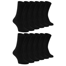 12 Pair Multipack Mens Non Binding 100% Cotton Socks | Loose Wide Top Socks (7-12, TSFD03)