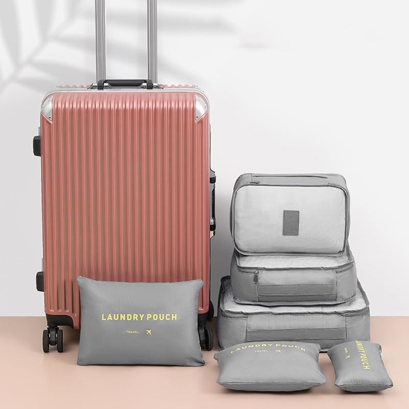 6PCS/Set Suitcase Storage Bags Luggage Organiser Clothes Packing Travel Cubes