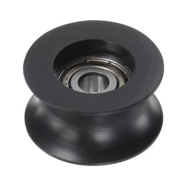 sourcing map U Type Groove Pulley Nylon Coated Roller Bearing 5x25x13mm U Groove Guide Wheel for Doors Window or Driving Mechanical Equipment, Black
