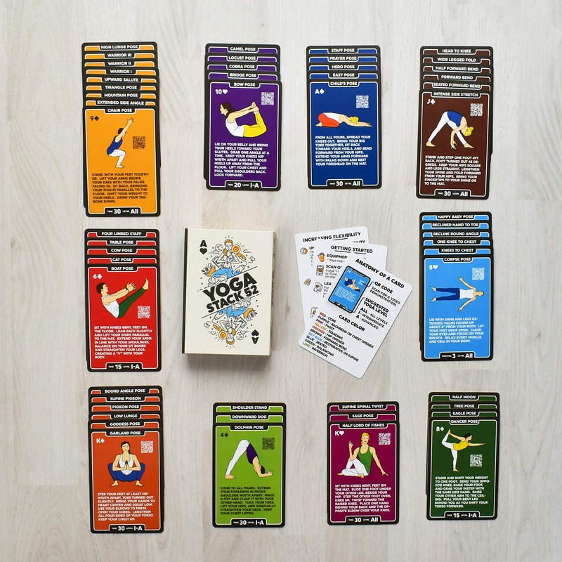Stack of 52 Yoga Practice Cards: Designed by a Certified