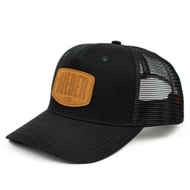 Weber #Werkeholics Baseball Cap, 5-Panel Mesh, Black with Leather Patch, Adjustable