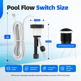 Hoodutric Upgraded GLX-FLO-RP Pool Flow Switch Assembly for Hayward Goldline Aqua Rite Salt Chlorine Generator System, Flow Sensor with 15ft Cable-Metal Probe Structure