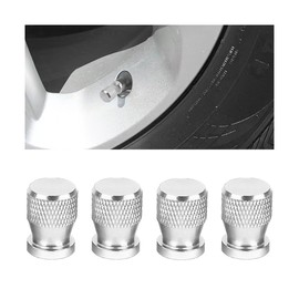 BELOMI Car Tire Valve Stem Caps, 4PCS Leak Proof Aluminum Alloy Vehicle Air Cover, Dust Proof Airtight Automotive Wheel Protector Accessories, Universal for SUV, Truck, Motorcycles (Silver)