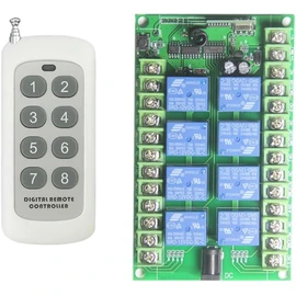 Wireless Multifunction Remote Electric Switch Motors 12V DC 8 Control Mode Lamp Control Radio Switch 8 Channels Transmitter with Adapter Socket Wireless Remote Control Switch Relay Output