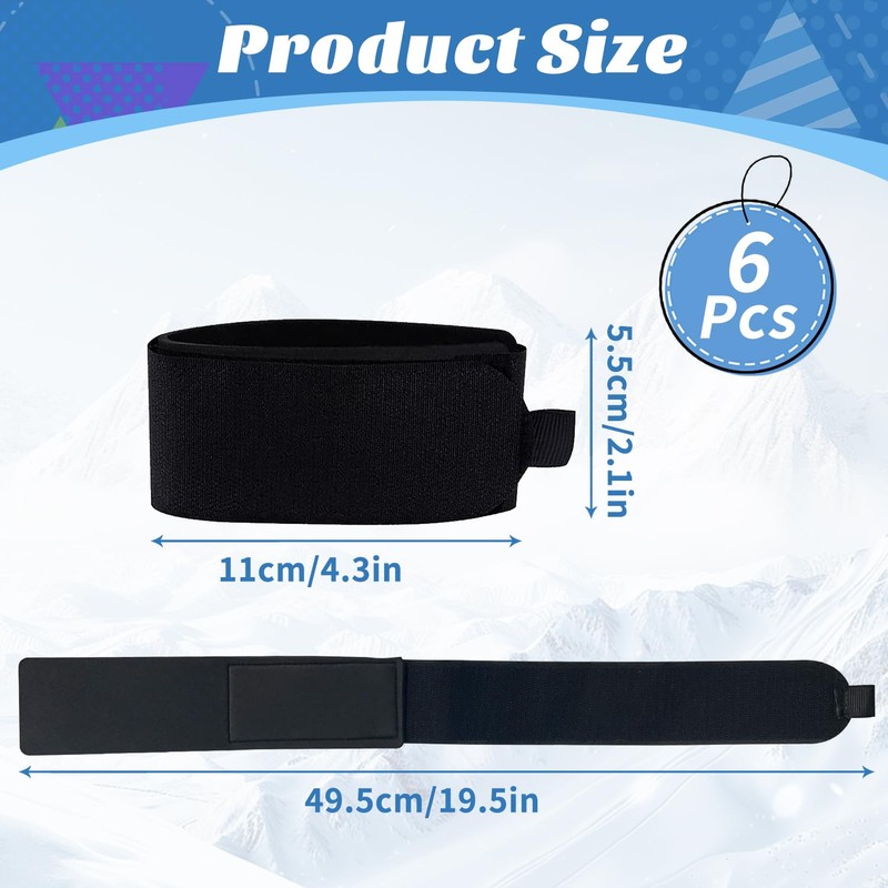 Adjustable Ski Ties, 6pcs Ski Straps Ski Straps Fasteners Adjustable